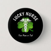 Lucky Nurse Green Shamrock St Patricks Day Name Ronde Button 5,7 Cm (Voorkant)