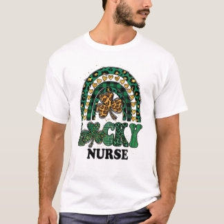 Lucky Nurse Leopard Shamrock Rainbow voor St. Patr T-shirt