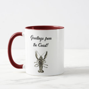 Lucky Ocean Lobster, Nautical Pencil Sketch Mok