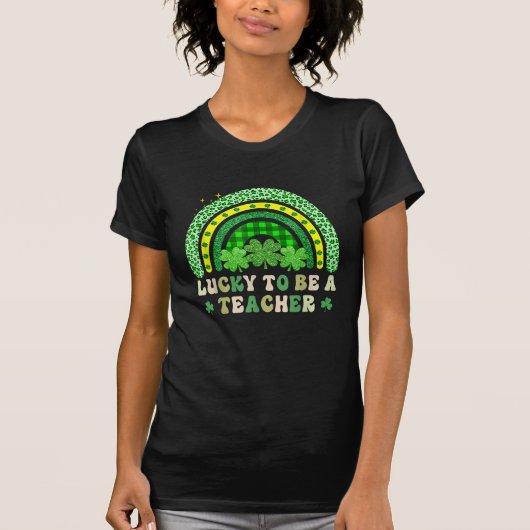Lucky om een leraar te zijn St. Patrick's Day Leop T-shirt (Voorkant)