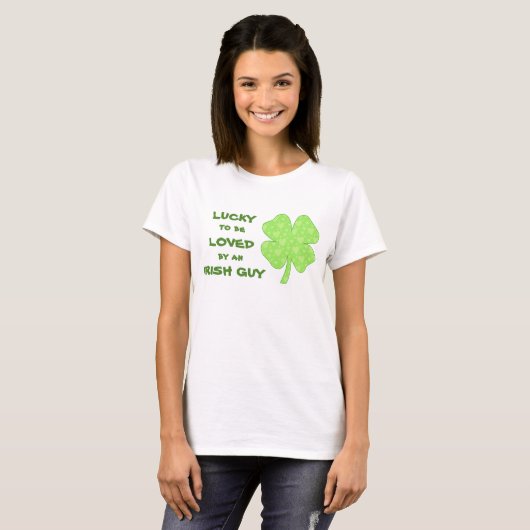 Lucky om van Irish Shamrock te houden T-shirt (Voorkant volledig)