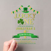 Lucky One 1e verjaardag Acryl Uitnodigingen (Insitu (Draagbaar))