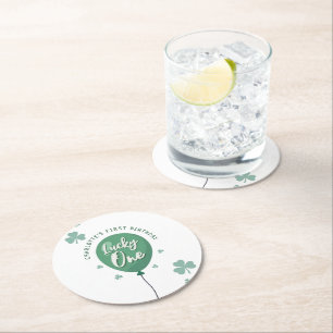 Lucky One 1e verjaardag St. Patrick's Day Clover Ronde Kartonnen Onderzetter