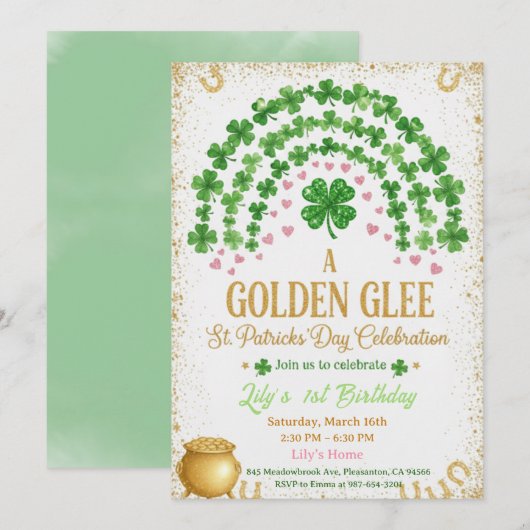 Lucky One 1st Birthday Invitation Kaart (Voorkant / Achterkant)