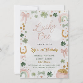 Lucky One 1st Birthday Invitation Kaart