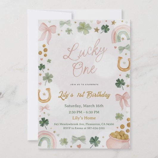 Lucky One 1st Birthday Invitation Kaart (Voorkant)