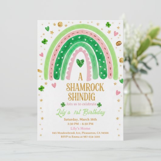 Lucky One 1st Birthday Invitation Kaart (Staand voorkant)