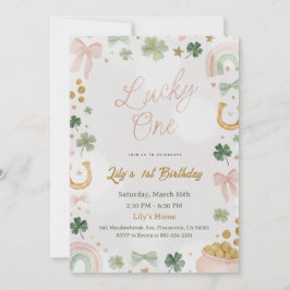 Lucky One 1st Birthday Invitation Kaart