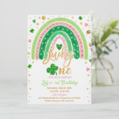 Lucky One 1st Birthday Invitation Kaart (Staand voorkant)