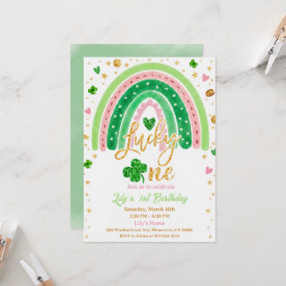 Lucky One 1st Birthday Invitation Kaart