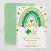 Lucky One 1st Birthday Invitation Kaart (Voorkant / Achterkant)