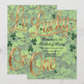 Lucky One 1st. Birthday Party  Kaart (Voorkant / Achterkant)