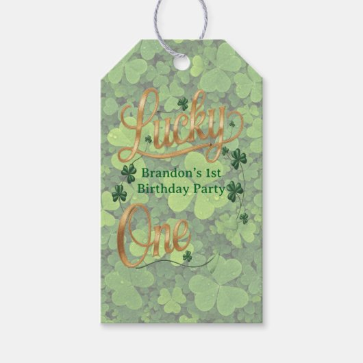 Lucky One 1st. Birthday Party Thank You Cadeaulabel (Voorkant)