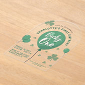 Lucky One 1st Birthday St Patricks Day Balloon Acryl Uitnodigingen (Laagn)