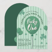 Lucky One 1st Birthday St Patricks Day Balloon Kaart (Voorkant / Achterkant)
