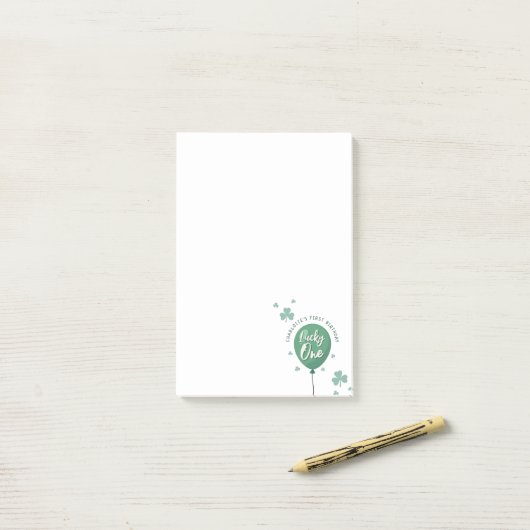 Lucky One 1st Birthday St Patricks Day Clover Post-it® Notes (Op bureau)