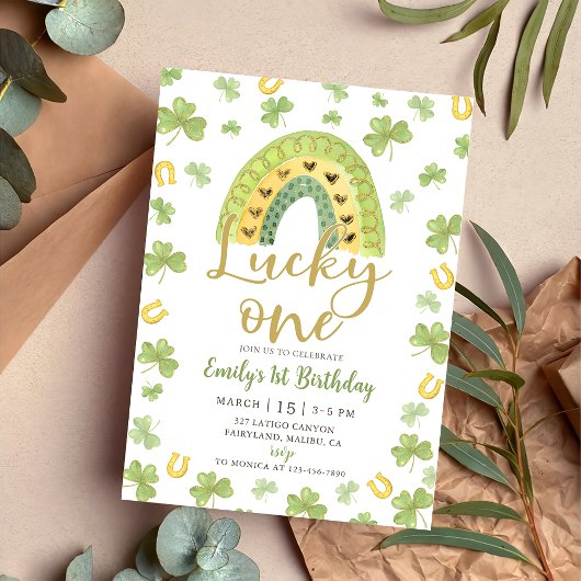 Lucky One 1st Birthday St Patrick's Day Invitation Kaart