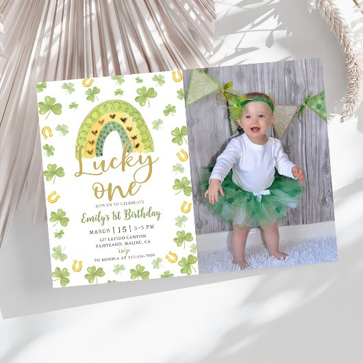 Lucky One 1st Birthday St Patrick's Day Invitation Kaart