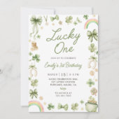 Lucky One 1st Birthday St Patrick's Day Invitation Kaart (Voorkant)
