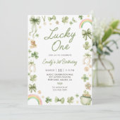 Lucky One 1st Birthday St Patrick's Day Invitation Kaart (Staand voorkant)