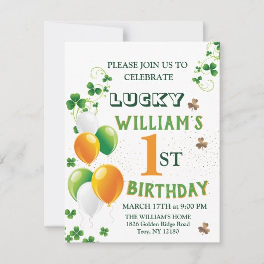 Lucky One 1st Birthday, St. Patrick's Day Leprecha Feestdagenkaart (Voorkant)