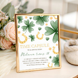 Lucky One 1st Birthday Time Capsule Sign Reclamebord Met Voetstuk