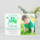 Lucky One 1st Birthday Waterverf Shamrock Foto Kaart (Staand voorkant)