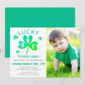 Lucky One 1st Birthday Waterverf Shamrock Foto Kaart (Voorkant / Achterkant)