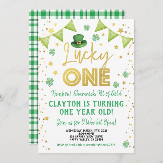 Lucky One Baby Eerste Verjaardag St Patrick's Day Kaart (Voorkant / Achterkant)
