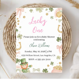 Lucky One Baby Shower Uitnodiging Shamrock Thema