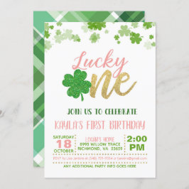 Lucky One Birthday Invitation - Girl Kaart