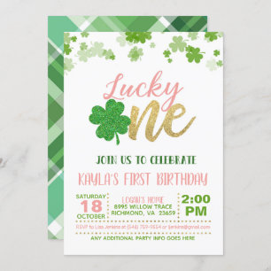 Lucky One Birthday Invitation - Girl Kaart