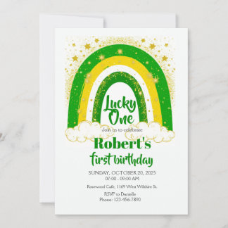 Lucky One Birthday, Shamrock Birthday Invite Kaart