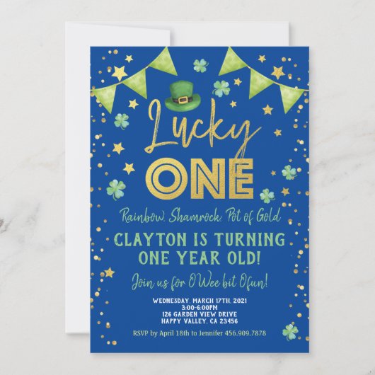 Lucky One Boy First 1st Birthday St Patrick's Day Kaart (Voorkant)