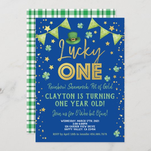 Lucky One Boy First 1st Birthday St Patrick's Day Kaart (Voorkant / Achterkant)