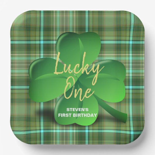 Lucky One boys First St Patricks Birthday Party Papieren Bordje (Voorkant)