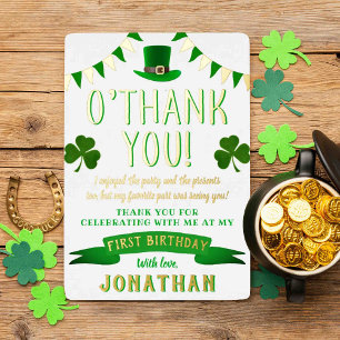 Lucky One Chalkboard 1e verjaardag Dank je wel Folie Uitnodiging