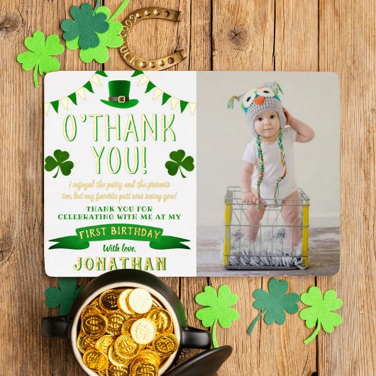 Lucky One Chalkboard 1e verjaardag Dank je wel Folie Uitnodiging