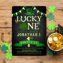 Lucky One Chalkboard 1st Birthday Real