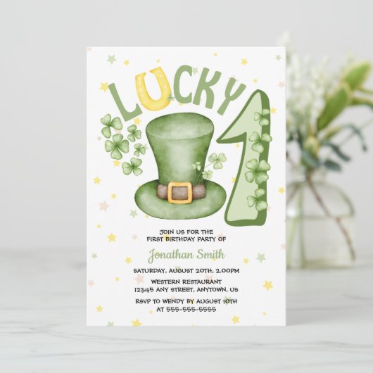 Lucky One Clover Kleurrijke Sterren Verjaardag Kaart (Staand voorkant)