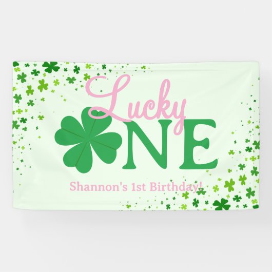 Lucky One Eerste 1e Verjaardagsfeestje Spandoek (Horizontaal)