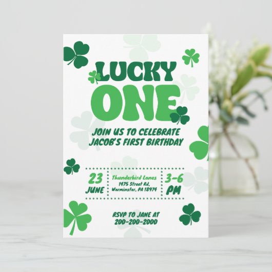 Lucky One - Eerste Uitnodiging Verjaardag (Staand voorkant)