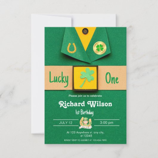 Lucky One Eerste Verjaardag Jongen Shamrock Kaart (Voorkant)