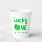 Lucky One eerste verjaardag Papieren Bekers (Voorkant)