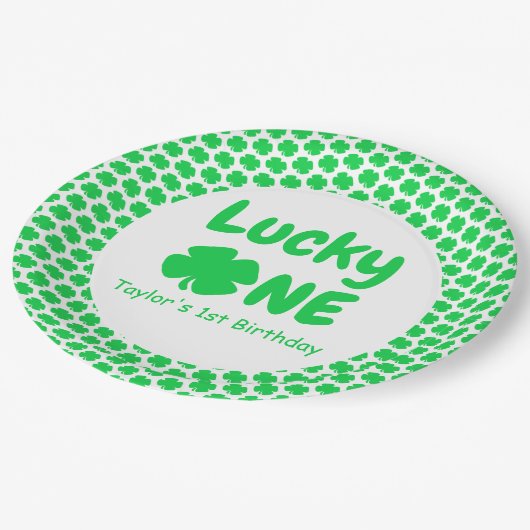 Lucky One eerste verjaardag Papieren Bordje (Gekanteld)
