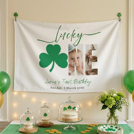 Lucky One Eerste Verjaardag Persoonlijke Shamrock  Spandoek