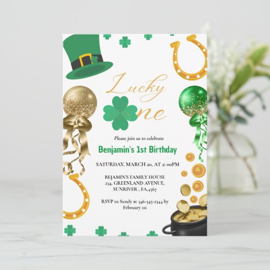 Lucky One Eerste Verjaardag St Patrick's Day Jonge Kaart (Staand voorkant)