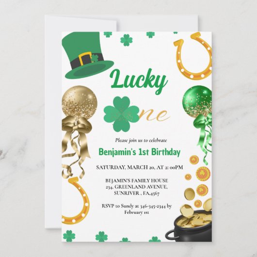 Lucky One Eerste Verjaardag St Patrick's Day Jonge Kaart (Voorkant)