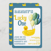 Lucky One eerste verjaardag uitnodiging (Voorkant / Achterkant)