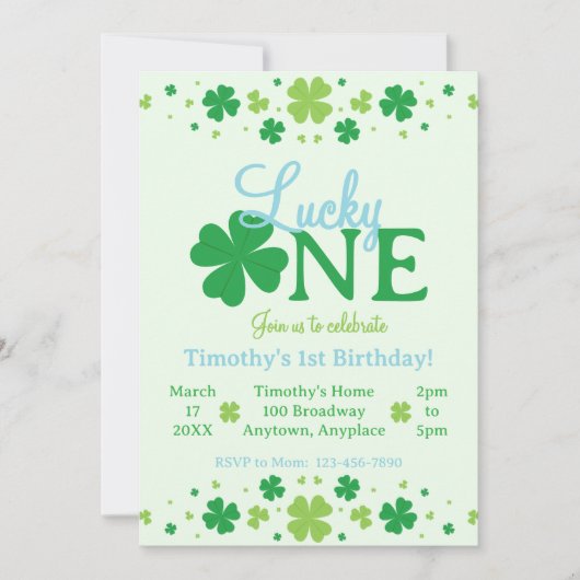 Lucky One First 1e Verjaardagsfeestje Kaart (Voorkant)